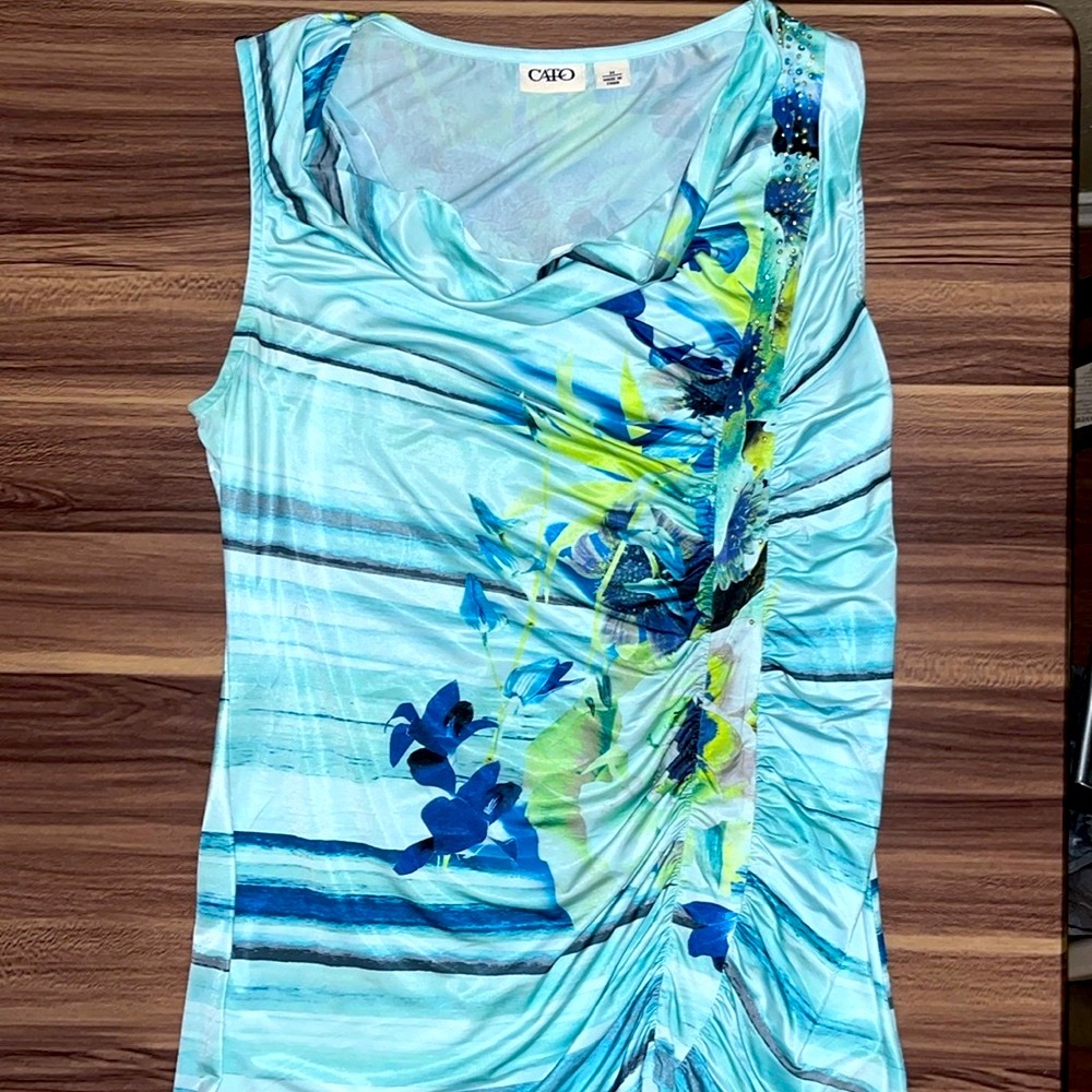 Blue floral tank top